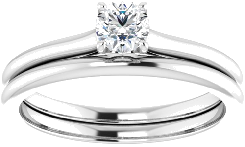 Sužadėtuvių Žiedas „Solitaire“ 585 Baltojo Aukso Round 4.1mm (8)