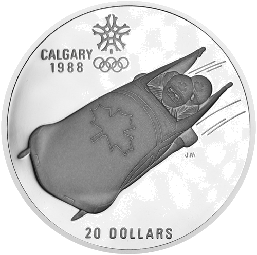 20 Dollar Bobsleigh Olympic Games 1987 Canada Silver Proof Coin (1)