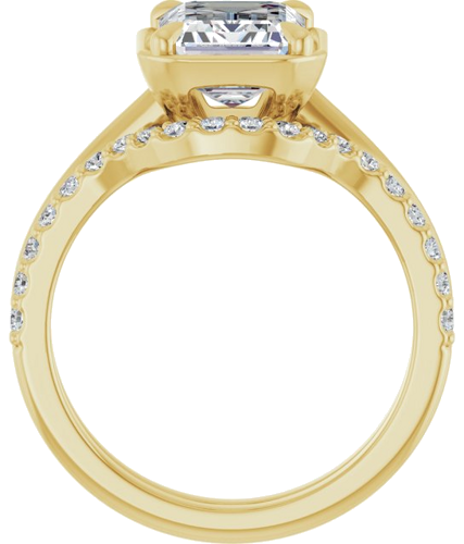 Sužadėtuvių Žiedas „Claw-Prong Solitaire Bezel-Style“ 14k yellow gold Emerald 9mm x 7mm (7)