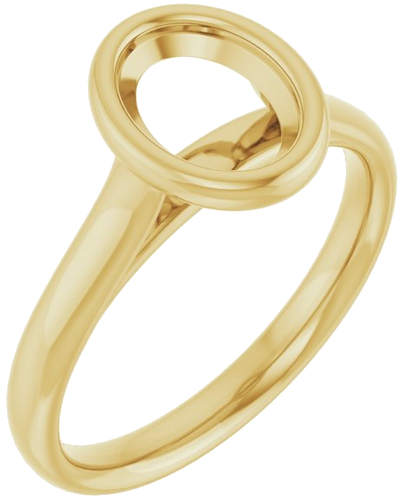 18K Yellow  8x6 mm Oval Solitaire Engagement Ring Mounting (1)