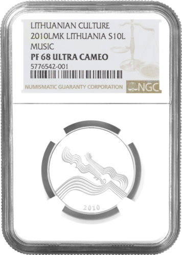 2010 Muzikai Lietuva 10 litų sidabrinė moneta PF 68 ULTRA CAMEO (1)