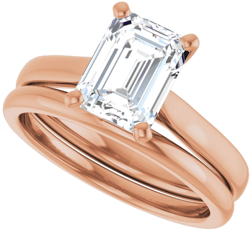 Sužadėtuvių Žiedas „Solitaire“ 585 Rožinis Aukso Emerald 8mm x 6mm (10)