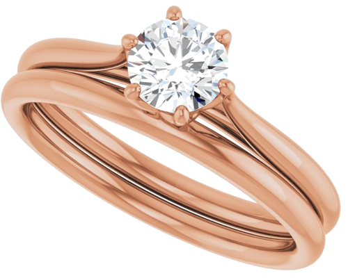 Sužadėtuvių Žiedas „Solitaire“ 585 Rožinis Aukso Round 5.2mm (10)