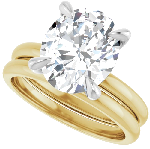 14K Yellow White 11 x 9 mm Oval Engagement Ring Mounting (10)