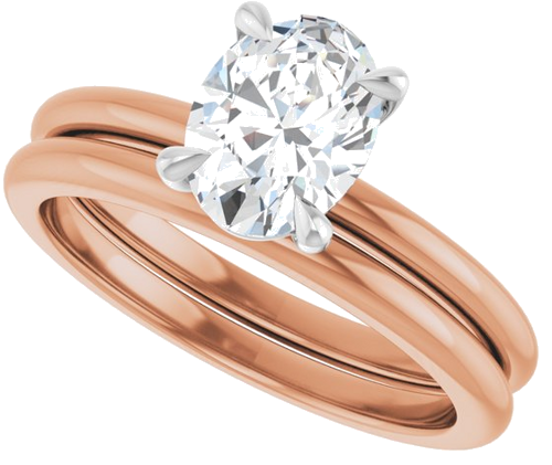 14K Rose White 8x6 mm Oval Solitaire Engagement Ring Mounting (10)