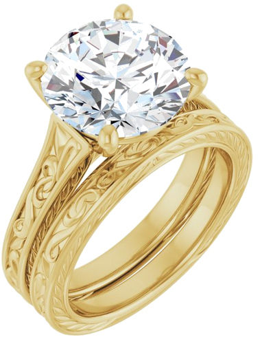 Sužadėtuvių Žiedas „Solitaire Scroll“ 14k yellow gold Round 11mm (6)