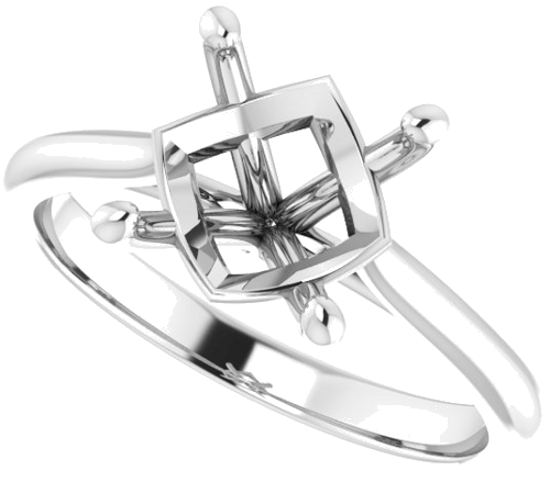 14K White 9 mm Round Solitaire Engagement Ring Mounting (5)