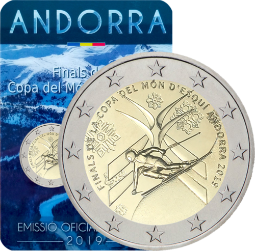 2019 Andora Kalnų slidinėjimo taurė 2 eurų moneta (1)