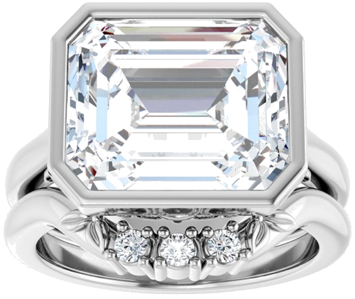 Sužadėtuvių Žiedas „Bezel-Set“ 14k white gold Emerald 12mm x 10mm (8)