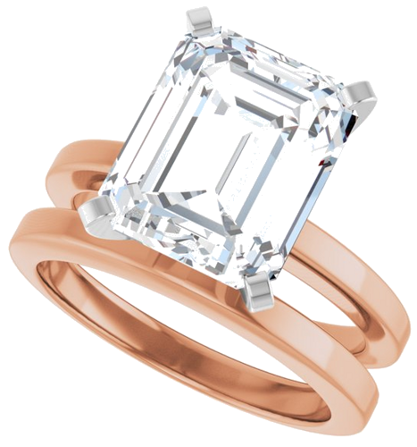Sužadėtuvių Žiedas 14k rose/white gold Emerald 11mm x 9mm (10)