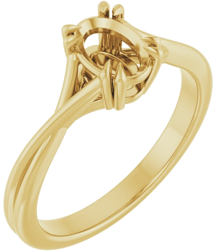 Sužadėtuvių Žiedas „Solitaire“ 585 Geltonojo Aukso Oval 7mm x 5mm (1)