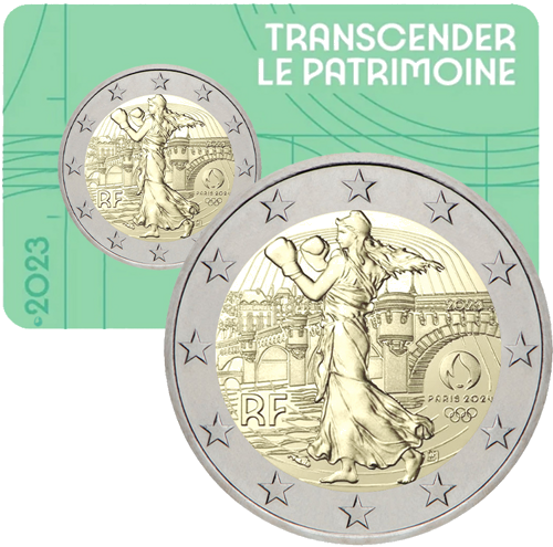 2023 Франция 2 евро BU монета Олимпийские игры Париж 2024 (3)