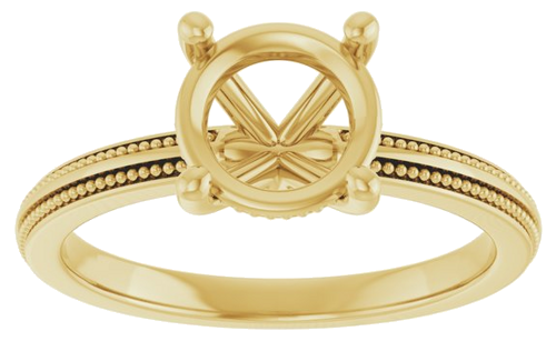 Sužadėtuvių Žiedas „Solitaire Milgrain“ 14k yellow gold Round 7.4mm (3)