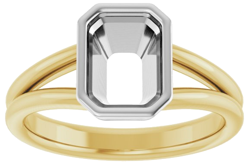 14K Yellow   White 8x6 mm Emerald Engagement Ring Mounting (3)