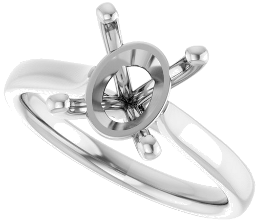 10K White 10x8 mm Oval Engagement Ring Mounting (5)