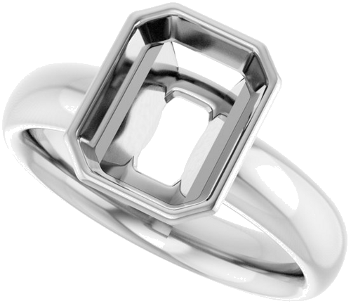 Sužadėtuvių Žiedas „Bezel-Set Solitaire“ 585 Baltojo Aukso Emerald 9mm x 7mm (5)