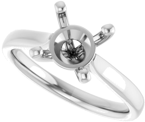 14K White 8 mm Round Engagement Ring Mounting (5)