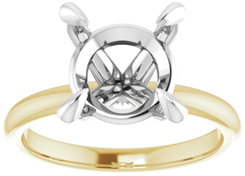 14K Yellow White 10 mm Round Engagement Ring Mounting (3)