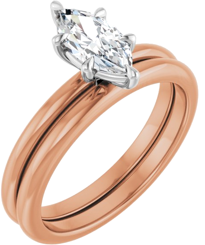 14K Rose White 9x4.5 mm Marquise Solitaire Engagement Ring Mounting (6)