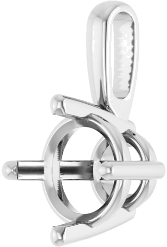 14K White 6.5 mm Round 4-Prong Pendant Mounting (2)