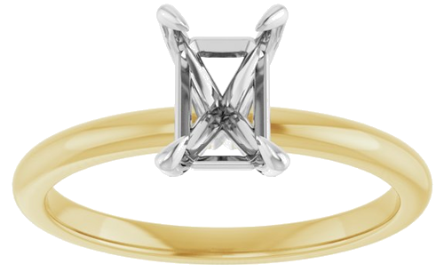 14K Yellow White 7 x 5 mm Emerald Engagement Ring Mounting (3)