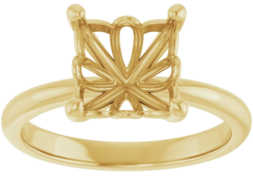 Sužadėtuvių Žiedas 14k yellow gold Asscher 8mm (3)