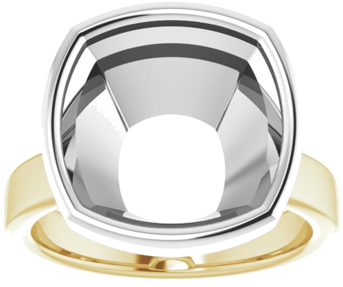 14K Yellow White 12 mm Cushion Solitaire Engagement Ring Mounting (3)