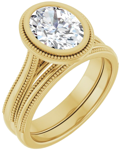 Sužadėtuvių Žiedas „Solitaire“ 585 Geltonojo Aukso Oval 9mm x 7mm (6)