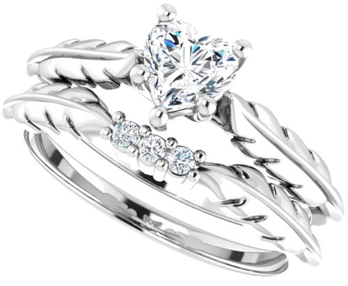 Sužadėtuvių Žiedas „Solitaire Leaf“ 10k white gold Heart 5mm (10)