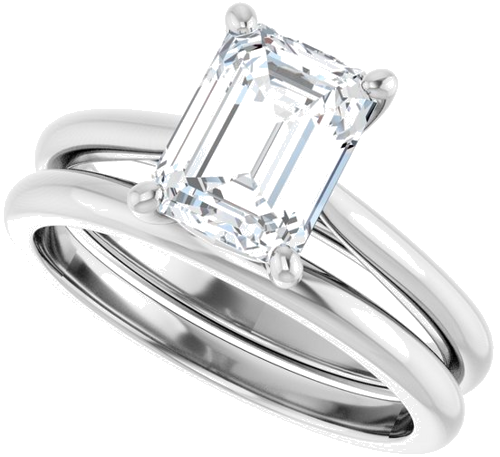 Sužadėtuvių Žiedas „Solitaire“ 585 Baltojo Aukso Emerald 8mm x 6mm (10)