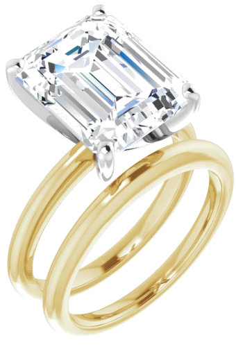 Sužadėtuvių Žiedas „Solitaire“ 585 Baltojo Ir Geltonojo Aukso Emerald 12mm x 10mm (6)