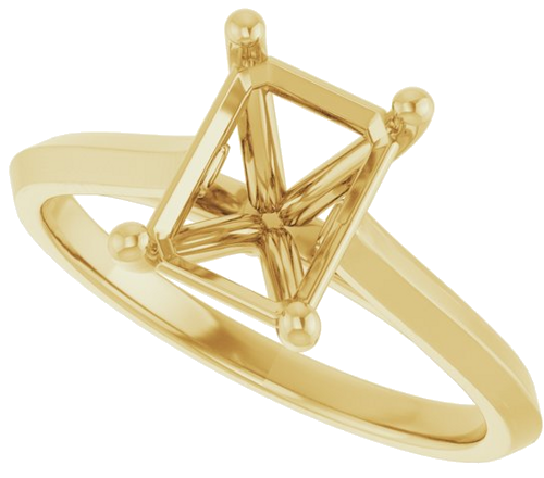 14K Yellow 8x6 mm Emerald Solitaire Engagement Ring Mounting (5)