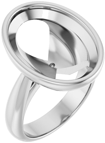 Sužadėtuvių Žiedas „Bezel-Set Solitaire“ 10k white gold Oval 18mm x 13mm (1)