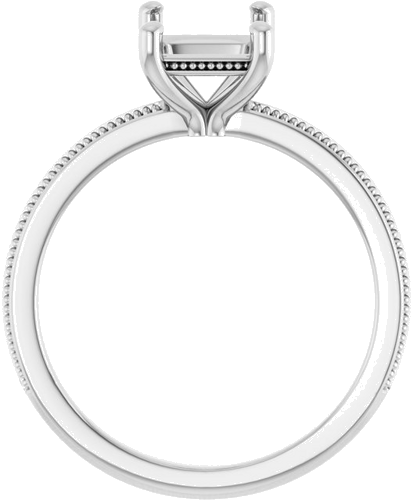 Sužadėtuvių Žiedas „Solitaire Milgrain“ 14k white gold Emerald 8mm x 6mm (2)