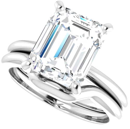 Sužadėtuvių Žiedas „Solitaire“ 585 Baltojo Aukso Emerald 10mm x 8mm (10)