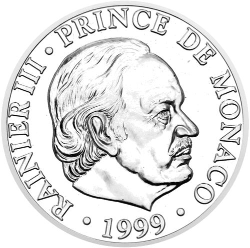 100 francs Rainier III valdīšanas jubileja (1949 - 1999) Monako sudraba monēta (1)