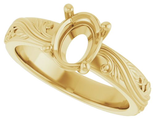Sužadėtuvių Žiedas „Solitaire Sculptural“ 14k yellow gold Oval 8mm x 6mm (5)