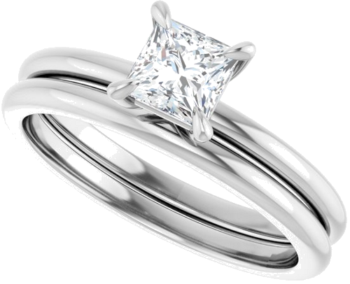 14K White  4.5x4.5 mm Square Solitaire Engagement Ring Mounting (10)