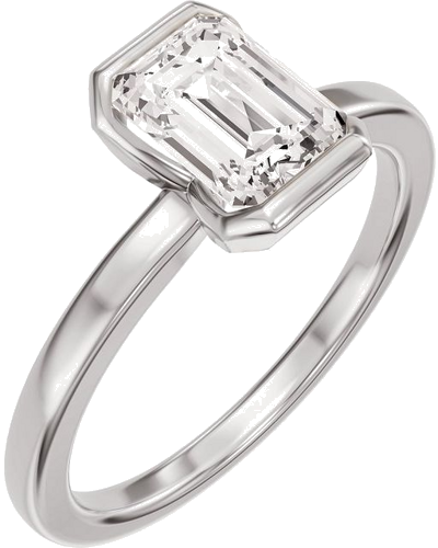 Sužadėtuvių Žiedas „Half Bezel Solitaire“ 14k white gold Emerald 7mm x 5mm (1)