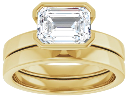 Sužadėtuvių Žiedas „Half-Bezel Solitaire“ 14k yellow gold Emerald 8mm x 6mm (8)