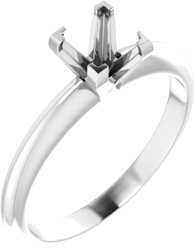 14K White 5 mm Square V-End 4-Prong Engagement Ring Mounting (1)