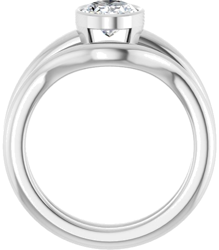 Sužadėtuvių Žiedas „Bezel-Set Solitaire“ 14k white gold Oval 8mm x 6mm (7)