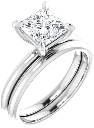 Sužadėtuvių Žiedas „Solitaire“ 585 Baltojo Aukso Square 6.5mm (6)