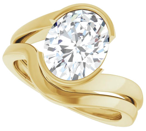Sužadėtuvių Žiedas „Half-Bezel Solitaire“ 14k yellow gold Oval 10mm x 8mm (10)