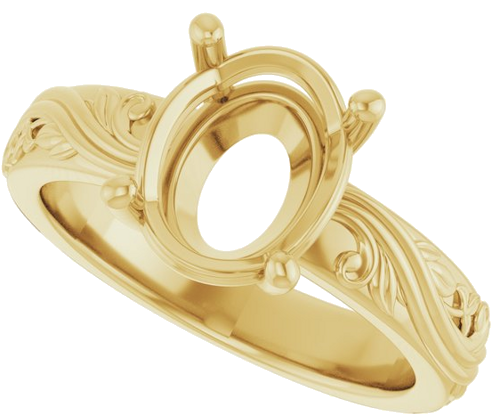Sužadėtuvių Žiedas „Solitaire Sculptural“ 14k yellow gold Oval 10mm x 8mm (5)