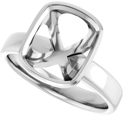 Sužadėtuvių Žiedas „Bezel-Set Solitaire“ 14k white gold Elongated Cushion 11mm x 9mm (5)