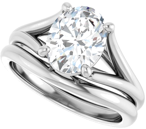 Sužadėtuvių Žiedas „Solitaire“ 14k white gold Oval 9mm x 7mm (10)