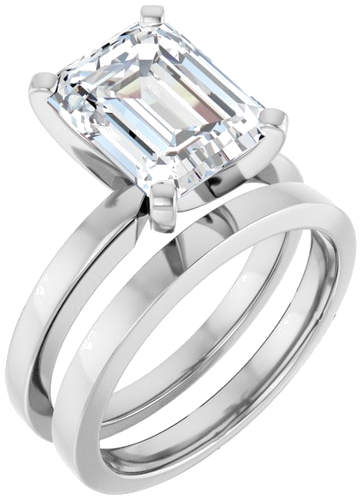 Sužadėtuvių Žiedas „Solitaire“ 14k white gold Emerald 10mm x 8mm (6)
