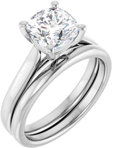 14K White 7 mm Cushion Engagement Ring Mounting (6)