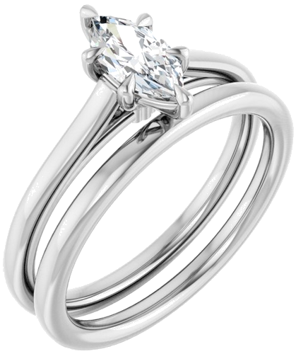 Sužadėtuvių Žiedas „Claw-Pong“ 14k white gold Marquise 8mm x 4mm (6)